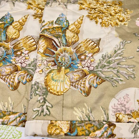 Lovely Coastal Beach Custom Made Bed Scarf Table Runner Shells Coral 25" X 91" - Picture 1 of 9